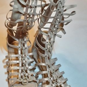 Lace Up Front & Zip Up Back Sandals